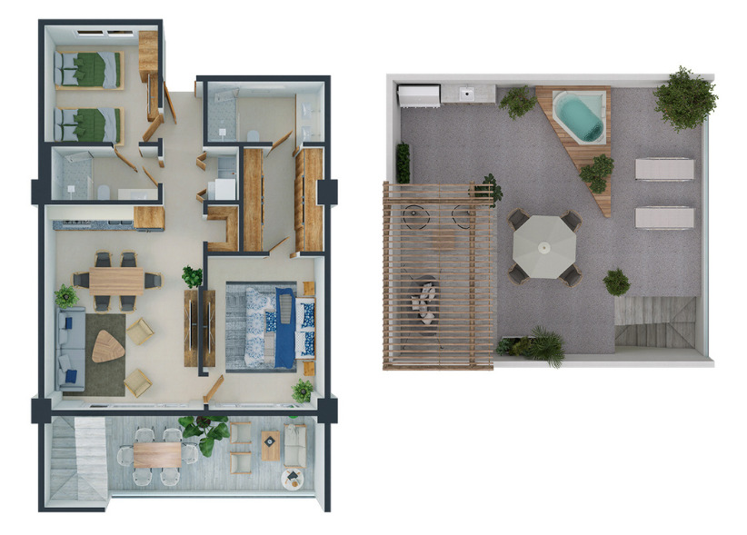 Plano de departamento de Terramar, Nuevo Vallarta