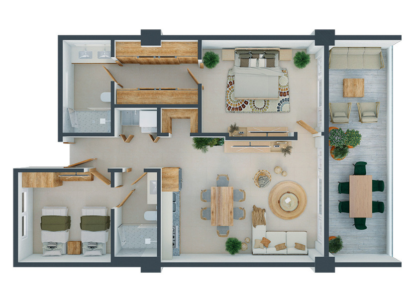 Plano de departamento de Terramar, Nuevo Vallarta