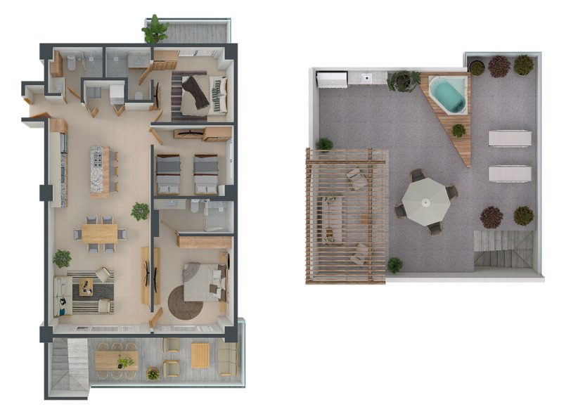 Plano de departamento de Terramar, Nuevo Vallarta.