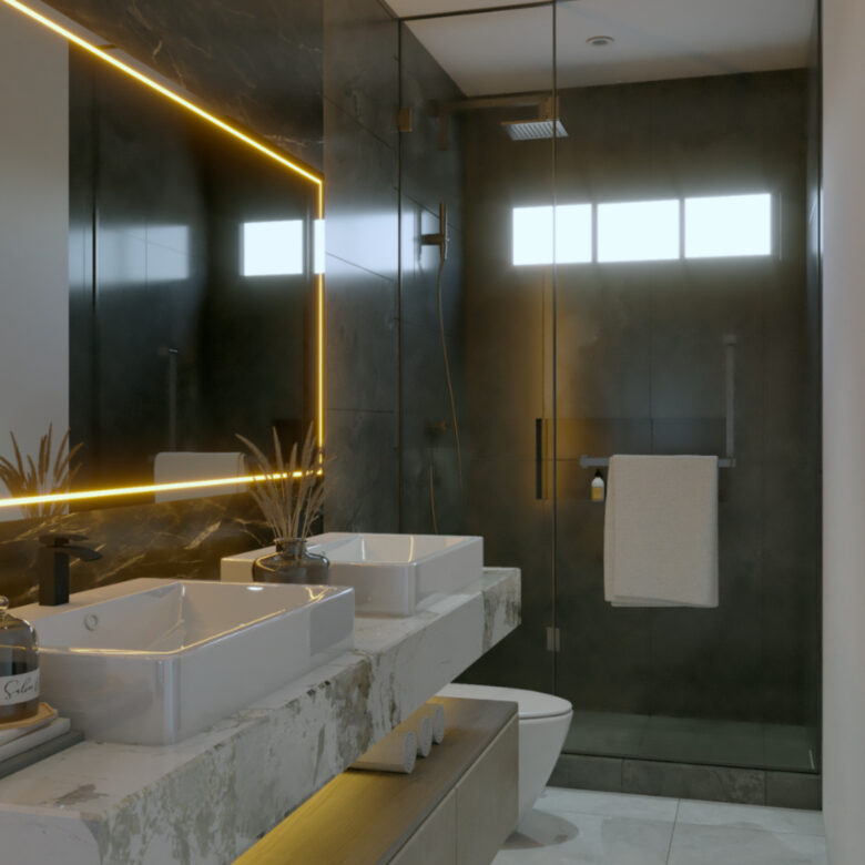 Baño de Le Curve Paris, departamentos en Nuevo Vallarta