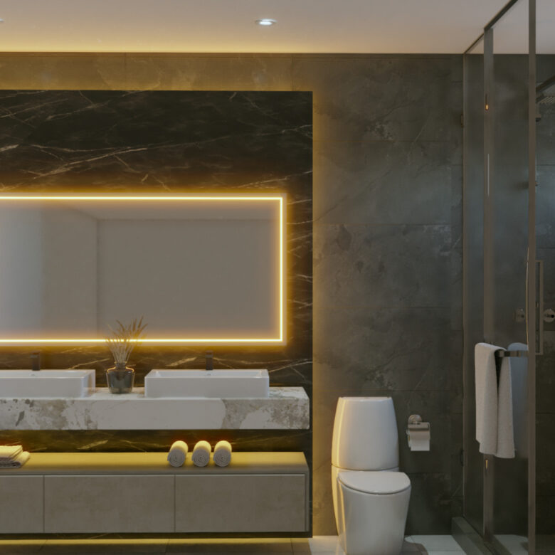 Baño de Le Curve Paris, departamentos en Nuevo Vallarta