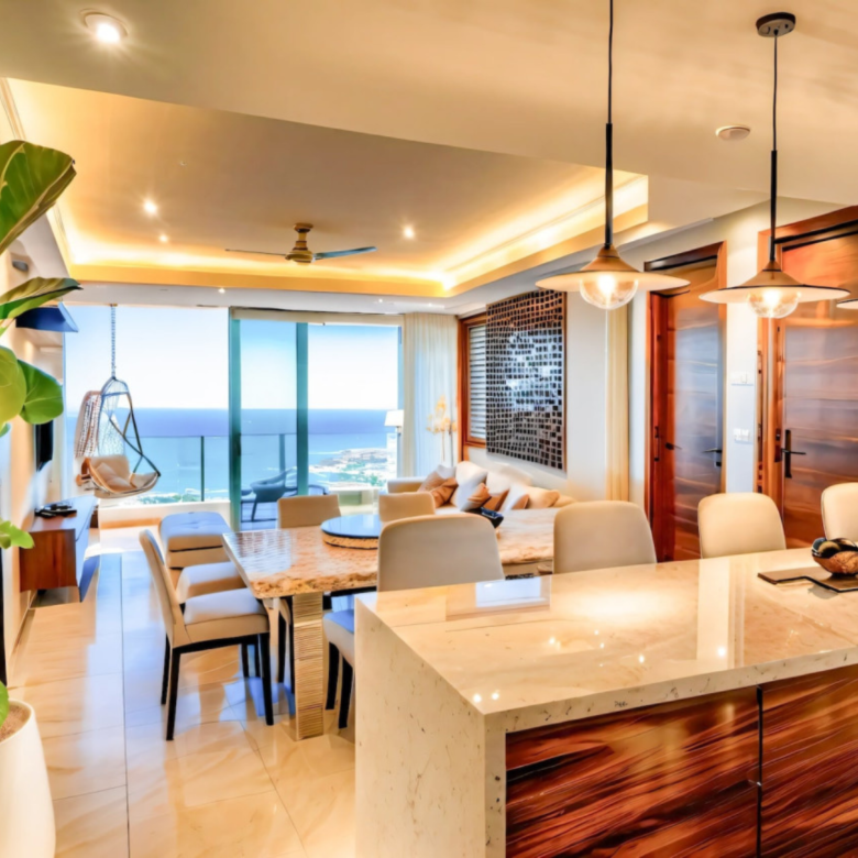 Sala de Espacio Marina & Golf, departamentos en venta en La Marina, Puerto Vallarta