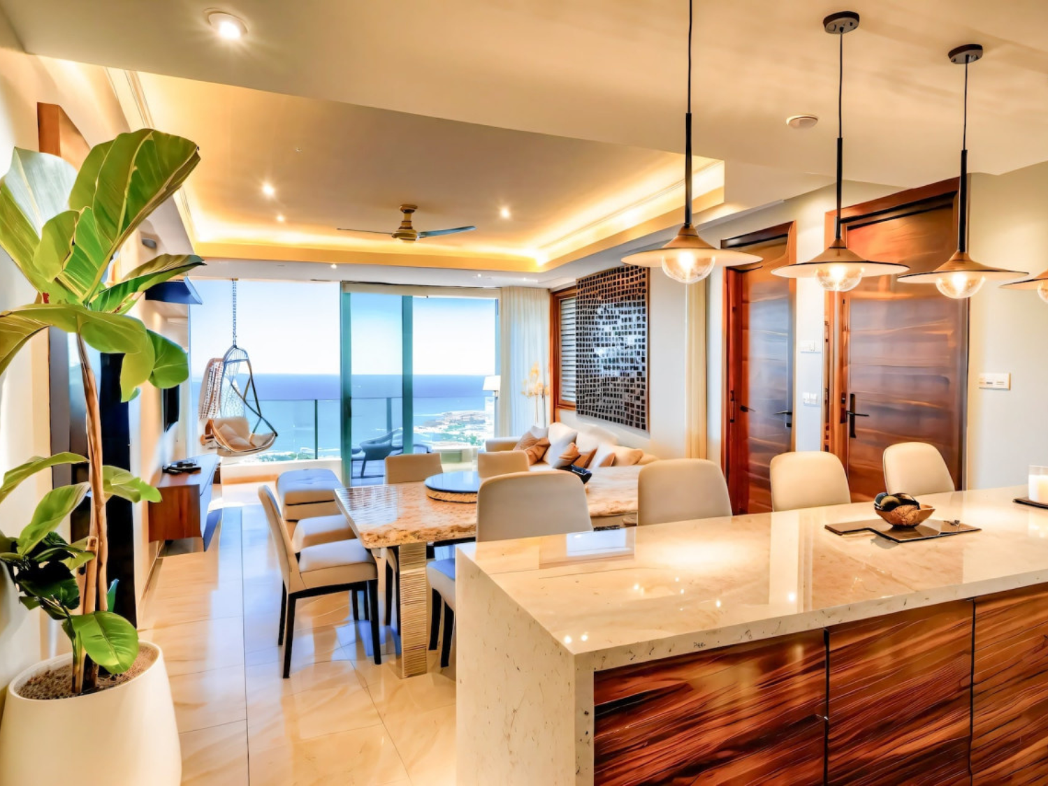 Sala de Espacio Marina & Golf, departamentos en venta en La Marina, Puerto Vallarta