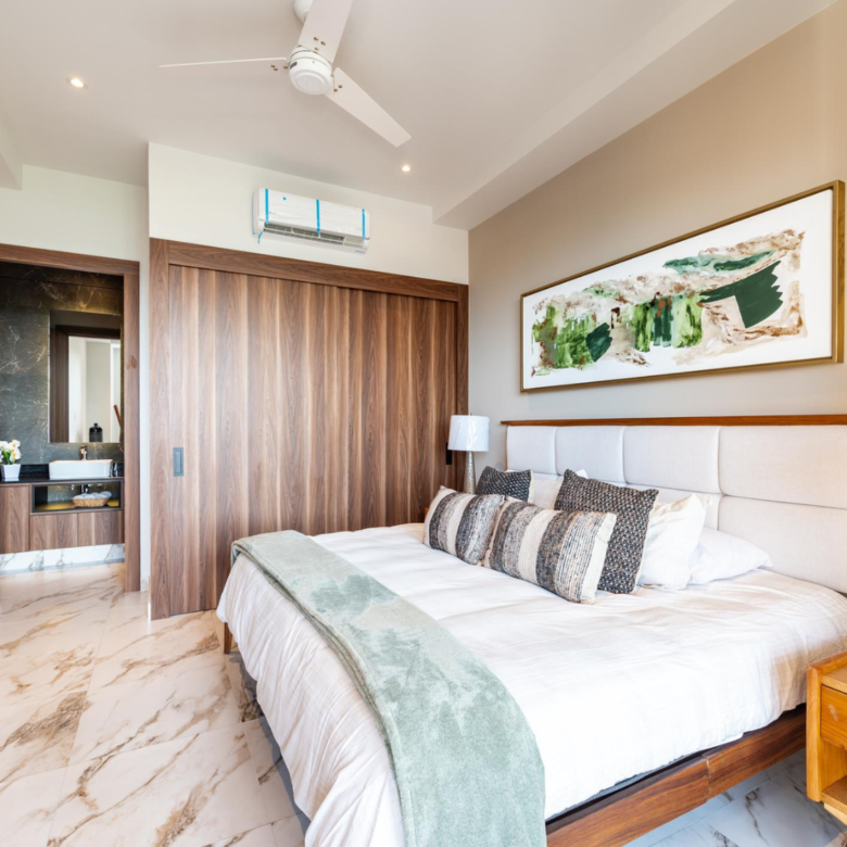 Recámara principal de departamentos de lujo en venta en Nuevo Vallarta, D'toscana
