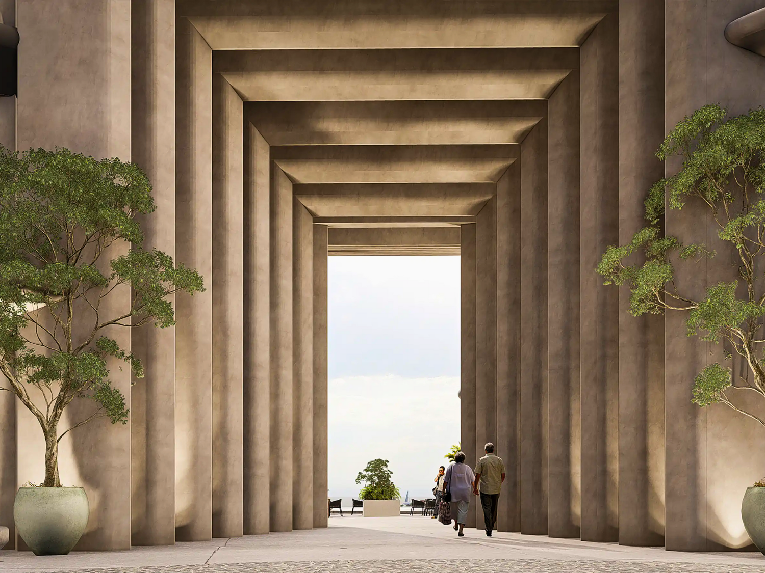 Área comun de Crystal Cove, departamentos en venta a pie de playa en La Cruz de Huanacaxtle.