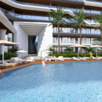 Alberca de Crystal Cove, departamentos en venta a pie de playa en La Cruz de Huanacaxtle.