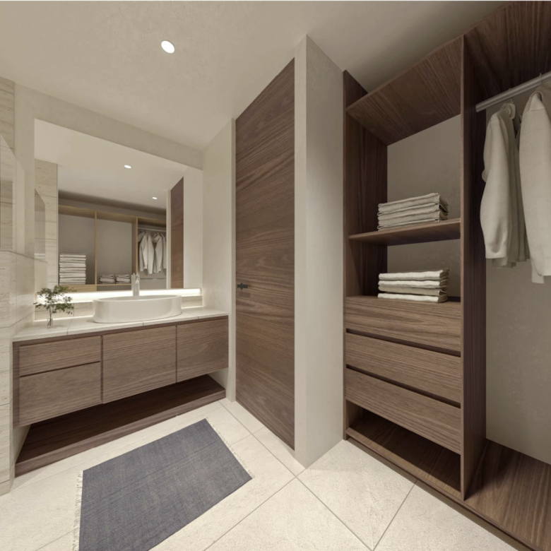 Baño de Luxury Waves. departamentos de lujo en preventa en Bucerías