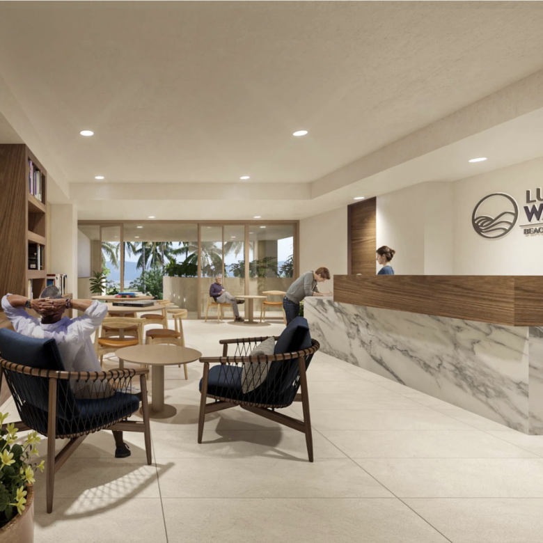 Lobby de Luxury Waves. departamentos de lujo en preventa en Bucerías