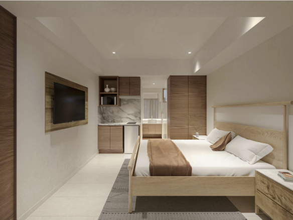 Recámara de Luxury Waves. departamentos de lujo en preventa en Bucerías
