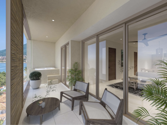 Terraza de Luxury Waves. departamentos de lujo en preventa en Bucerías