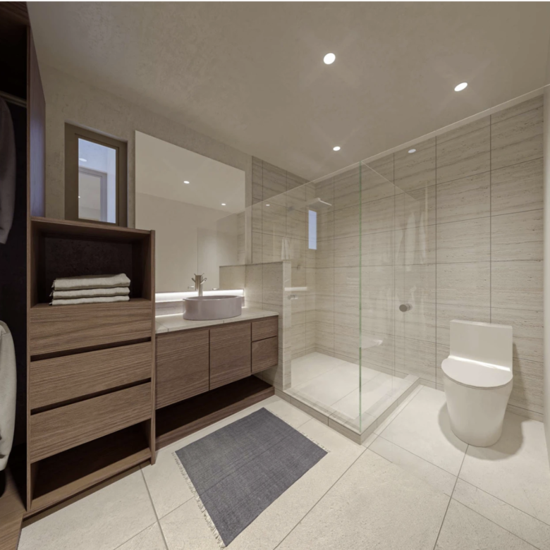 Baño de Luxury Waves. departamentos de lujo en preventa en Bucerías
