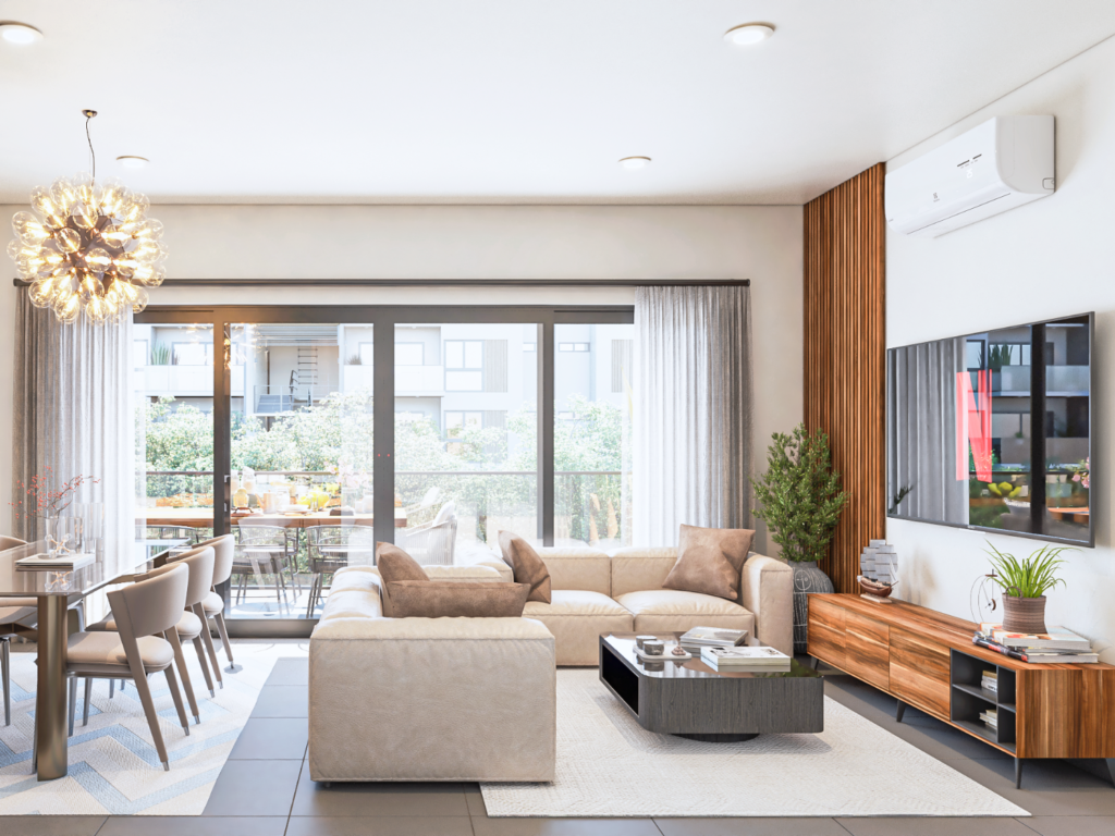 Sala de Blossom, departamentos en venta en Puerto Vallarta