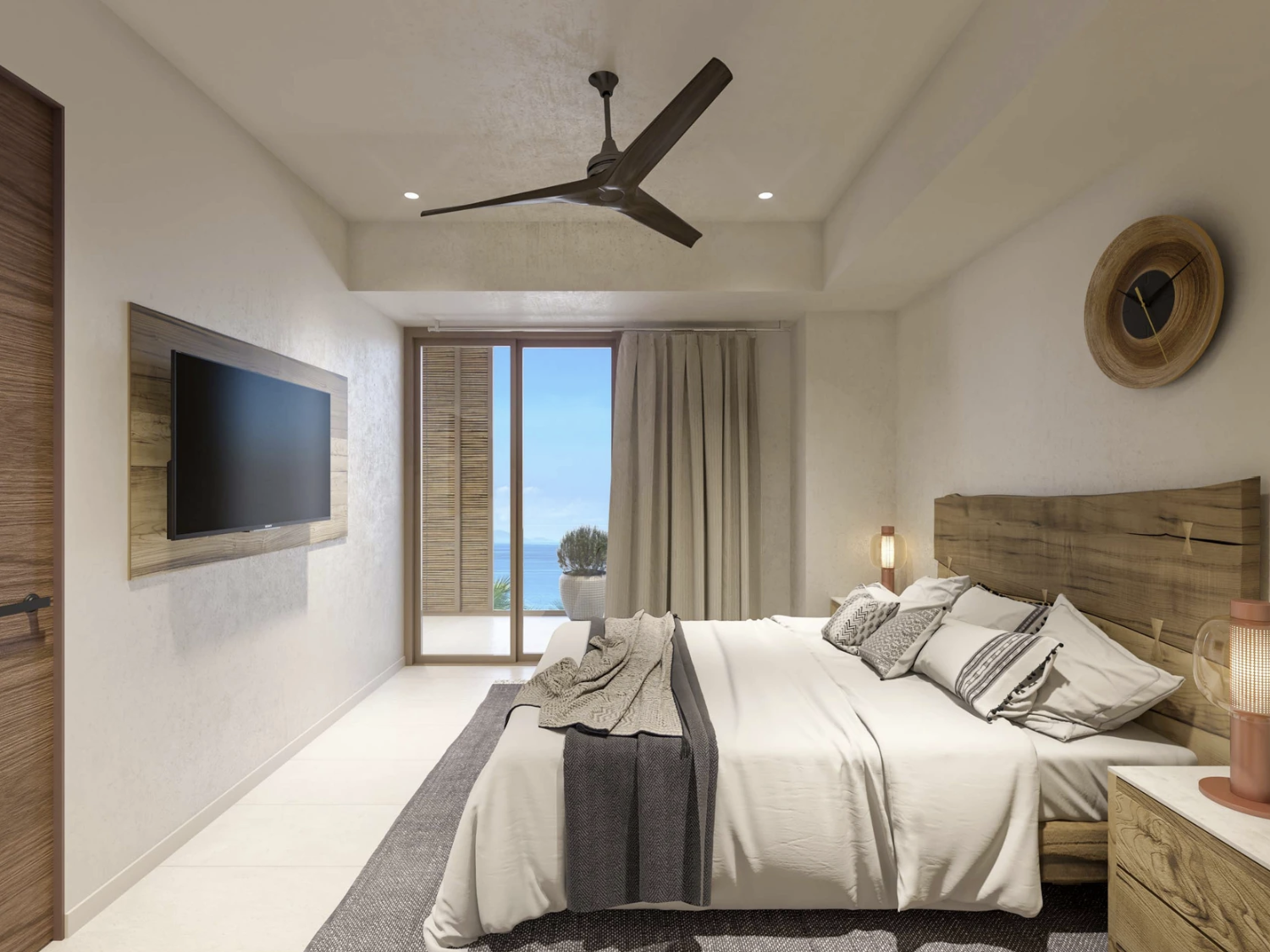 Recámara de Luxury Waves. departamentos de lujo en preventa en Bucerías