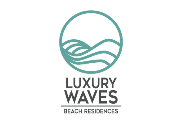 Logo de luxury waves, departamentos ubicados en bucerías nayarit en venta, a unos pasos de la playa.