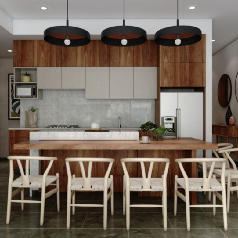 Cocina de Vaha, departamentos en venta ubicados en Rincón del Cielo, Valle Dorado.