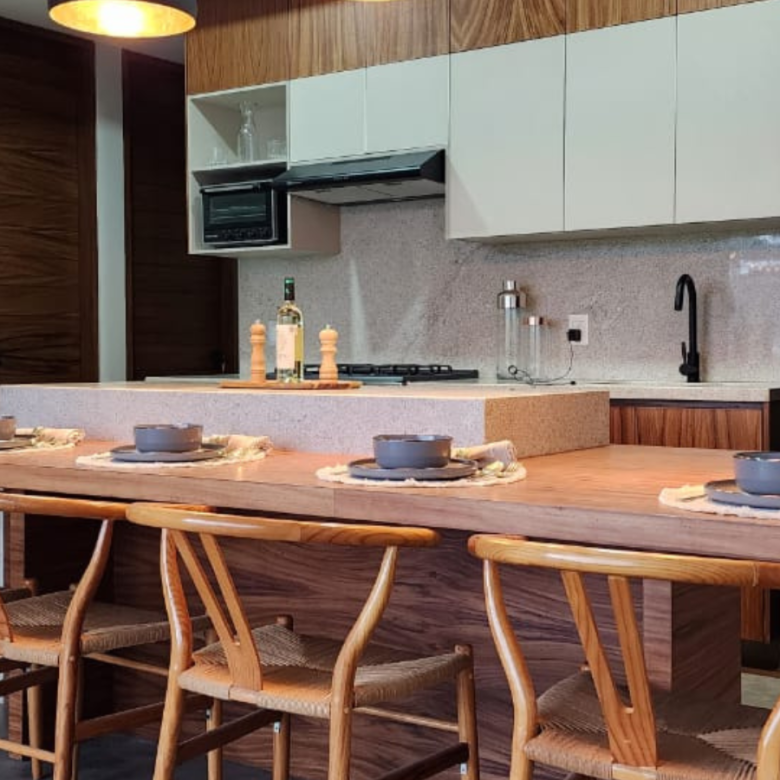 Cocina de Vaha, departamentos en venta ubicados en Rincón del Cielo, Valle Dorado.