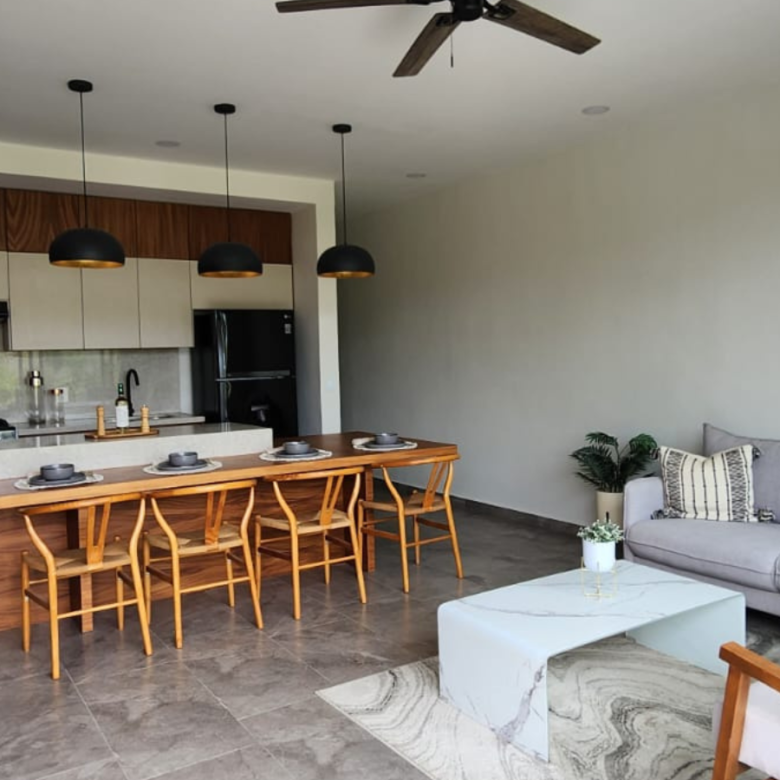 Sala de Vaha, departamentos en venta ubicados en Rincón del Cielo, Valle Dorado.