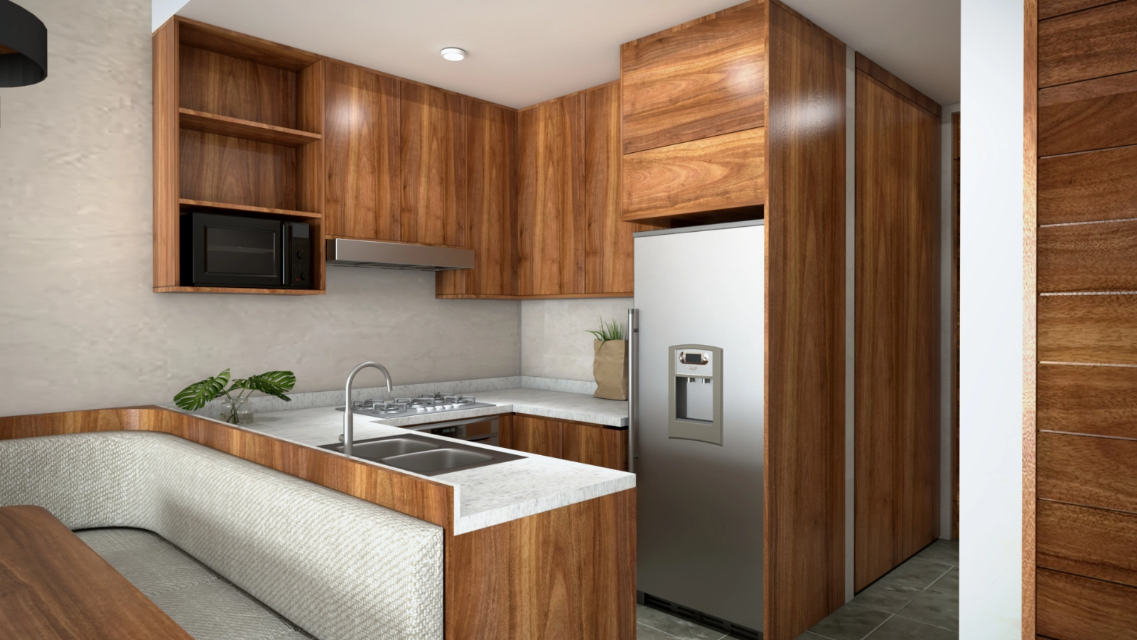 Vaha Cocina de Vaha, departamentos en venta ubicados en Rincón del Cielo, Valle Dorado.