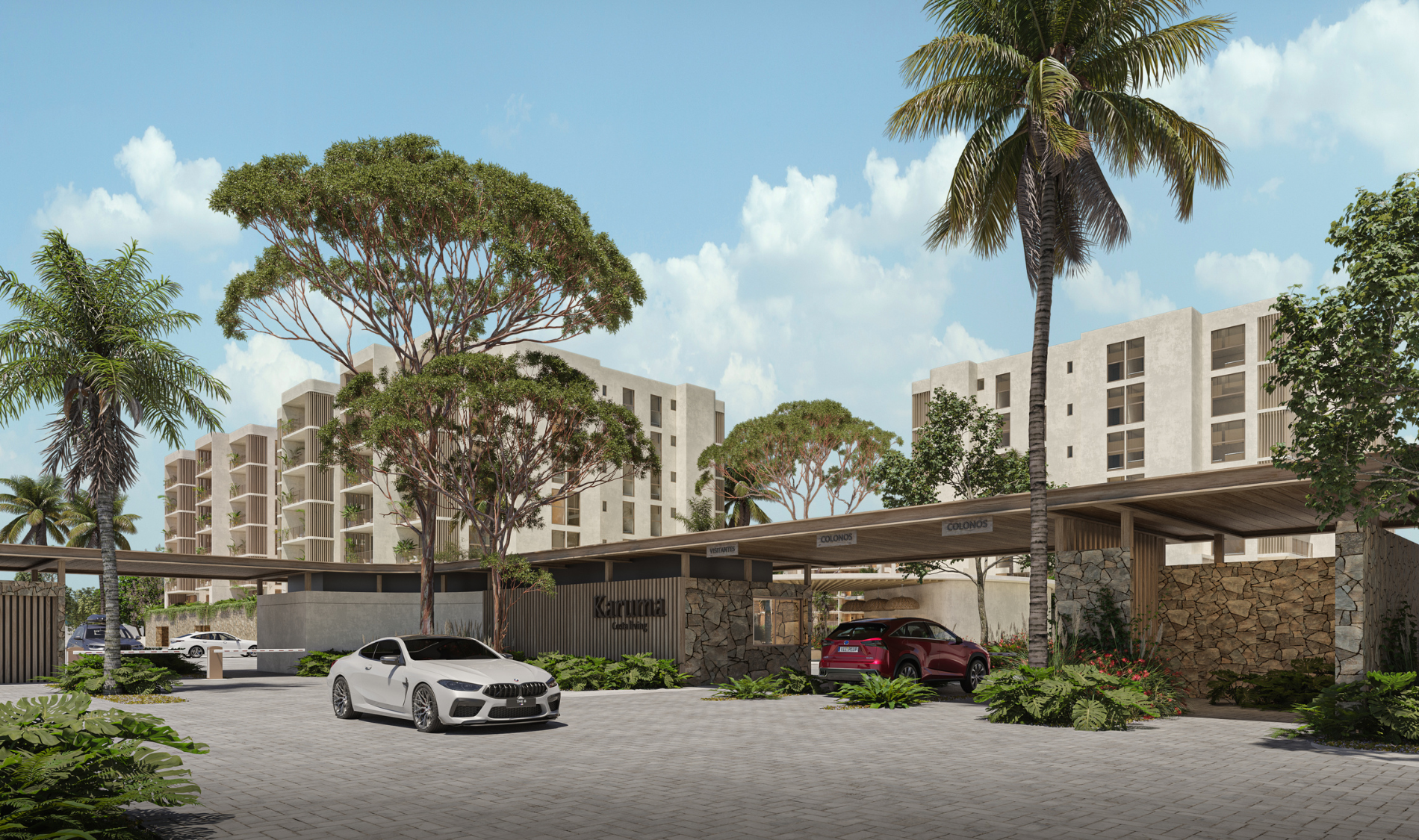Entrada de Karuma Costa Living, departamentos en venta en Nuevo Vallarta