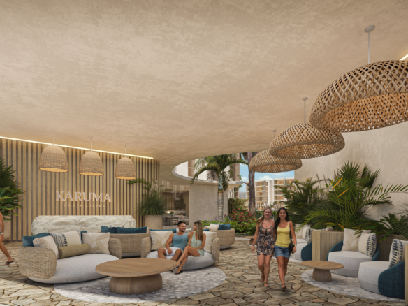 Lobby de Karuma Costa Living, departamentos en venta en Nuevo Vallarta