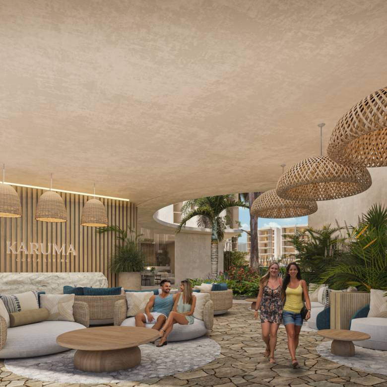 Lobby de Karuma Costa Living, departamentos en venta en Nuevo Vallarta