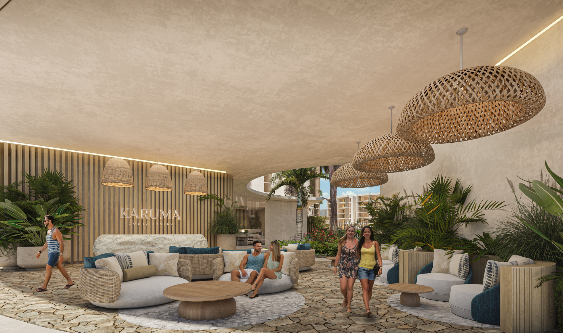 Lobby de Karuma Costa Living, departamentos en venta en Nuevo Vallarta