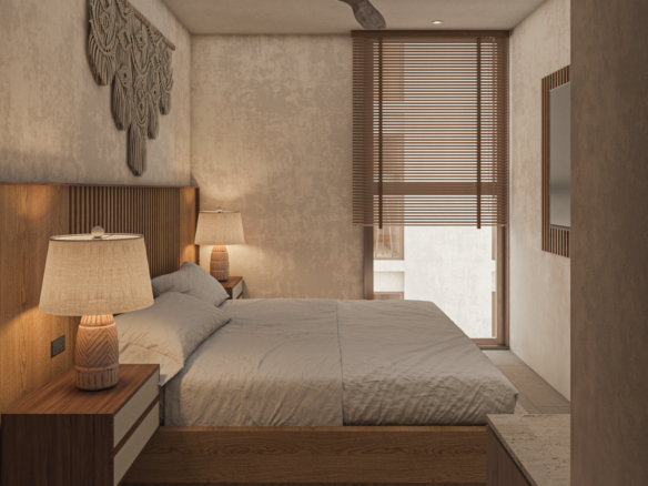Recámara de Karuma Costa Living, departamentos en venta en Nuevo Vallarta