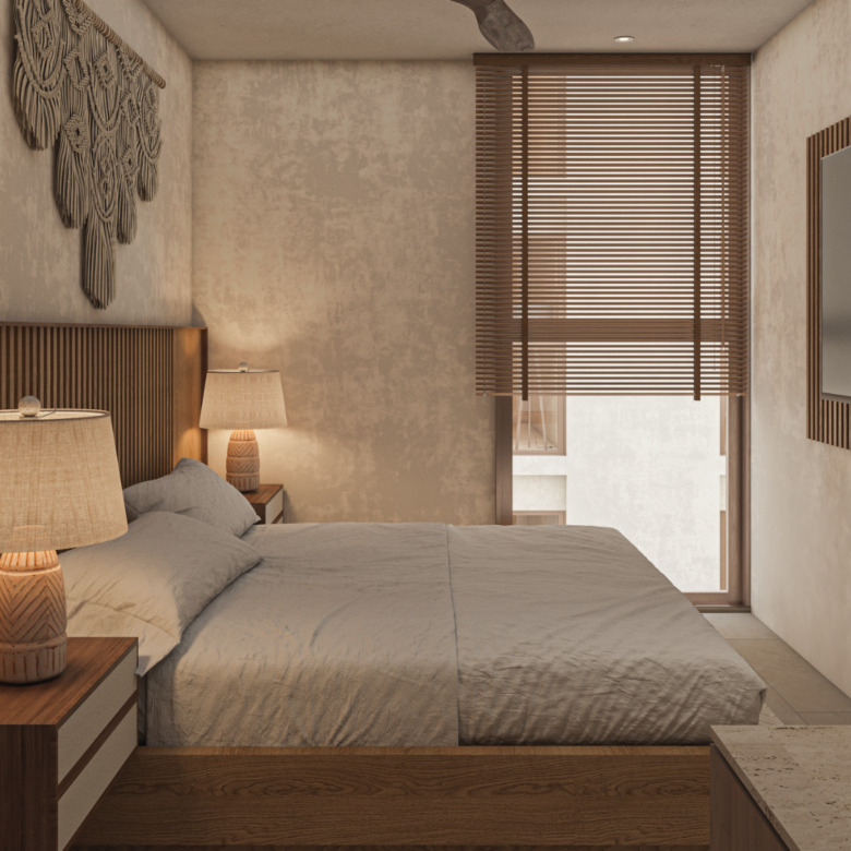 Recámara de Karuma Costa Living, departamentos en venta en Nuevo Vallarta
