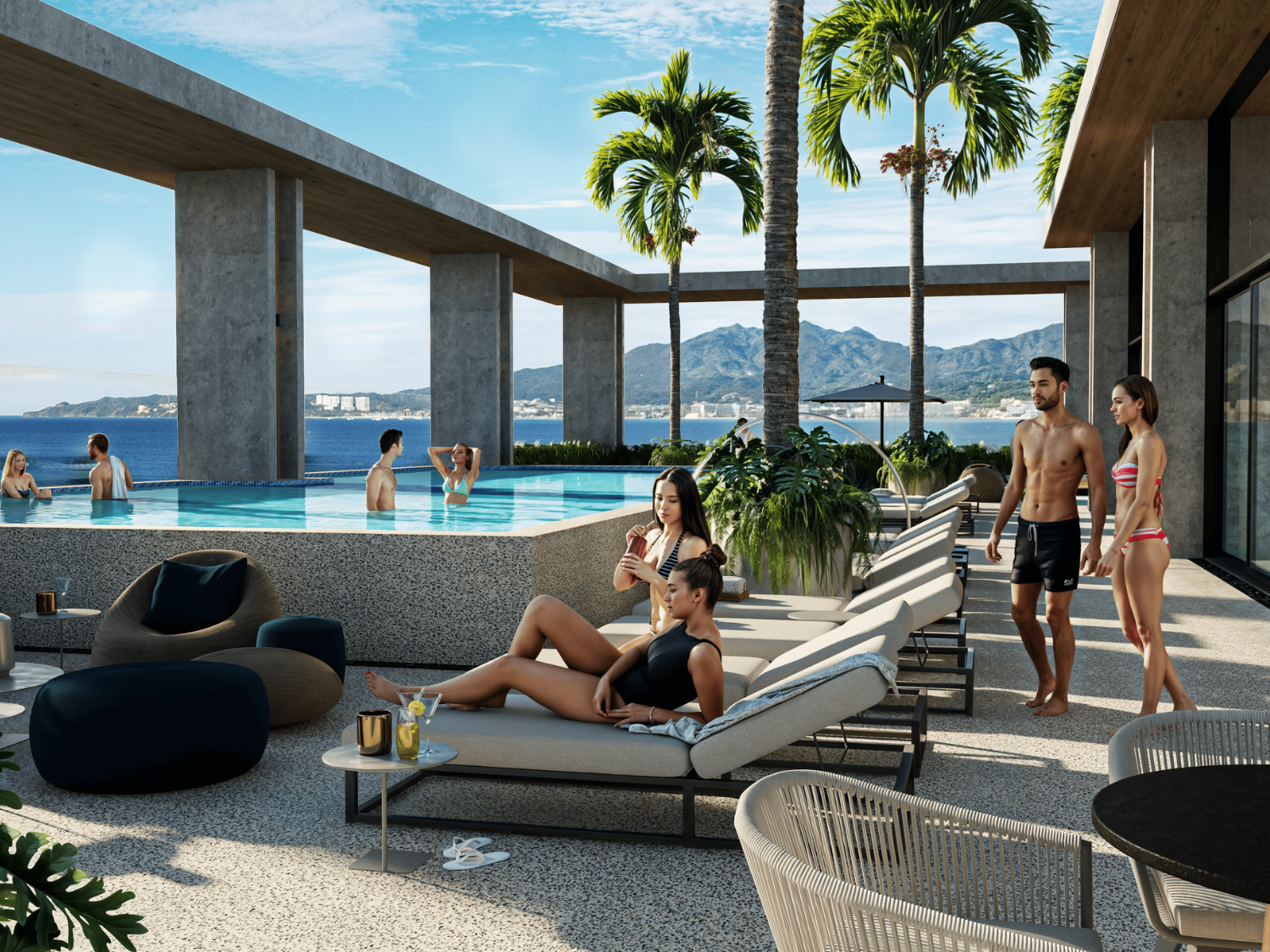 Venta de departamentos a pie de playa en Puerto Vallarta en Tridenta Towers - Alberca