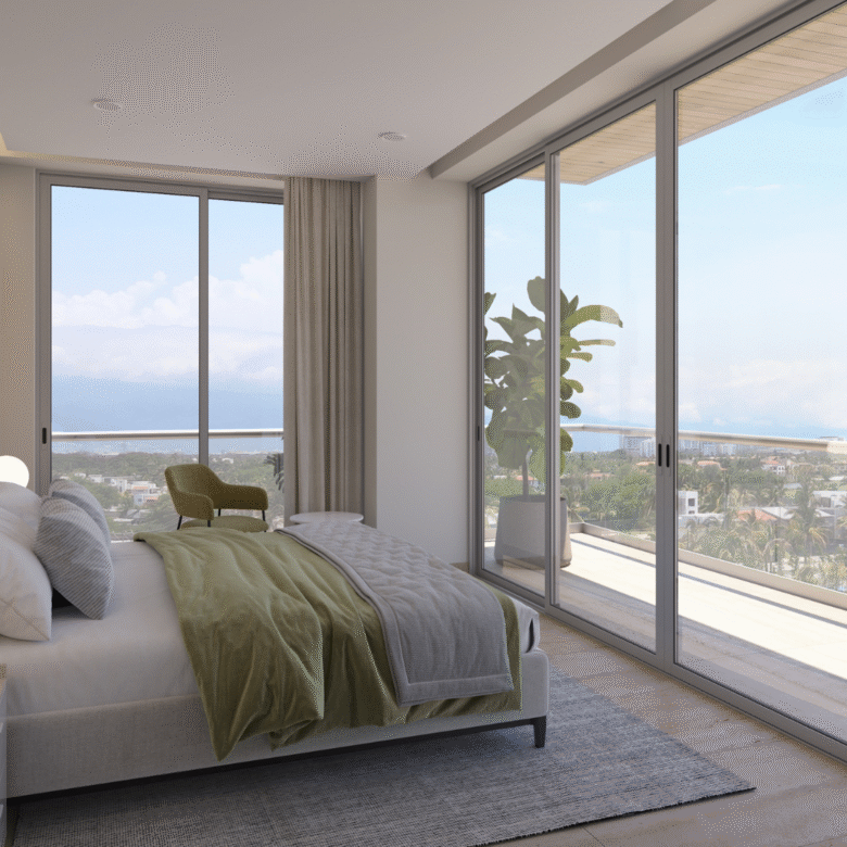 Recámara principal de Novo Mare, departamentos en Nuevo Vallarta en venta