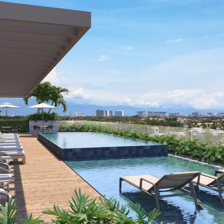 Amenidades de rooftop de Novo Mare, departamentos en Nuevo Vallarta en venta