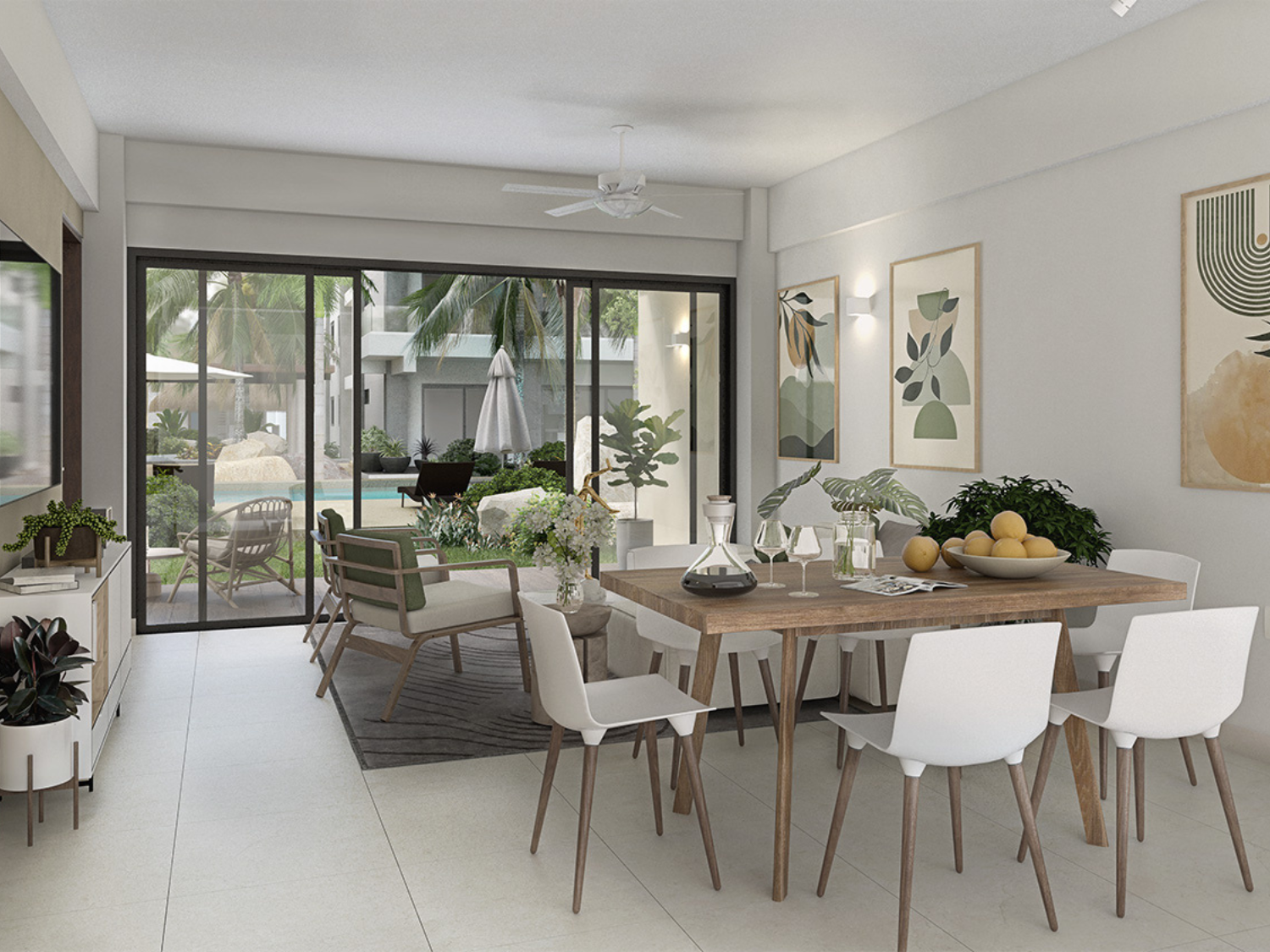Sala de Palmarena, departamentos de 2 recámaras en preventa en Nuevo Vallarta