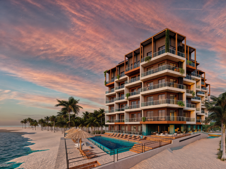 Fachada de Nukma Beachfront Life, departamento a pie de playa en la Peñita de Jaltemba