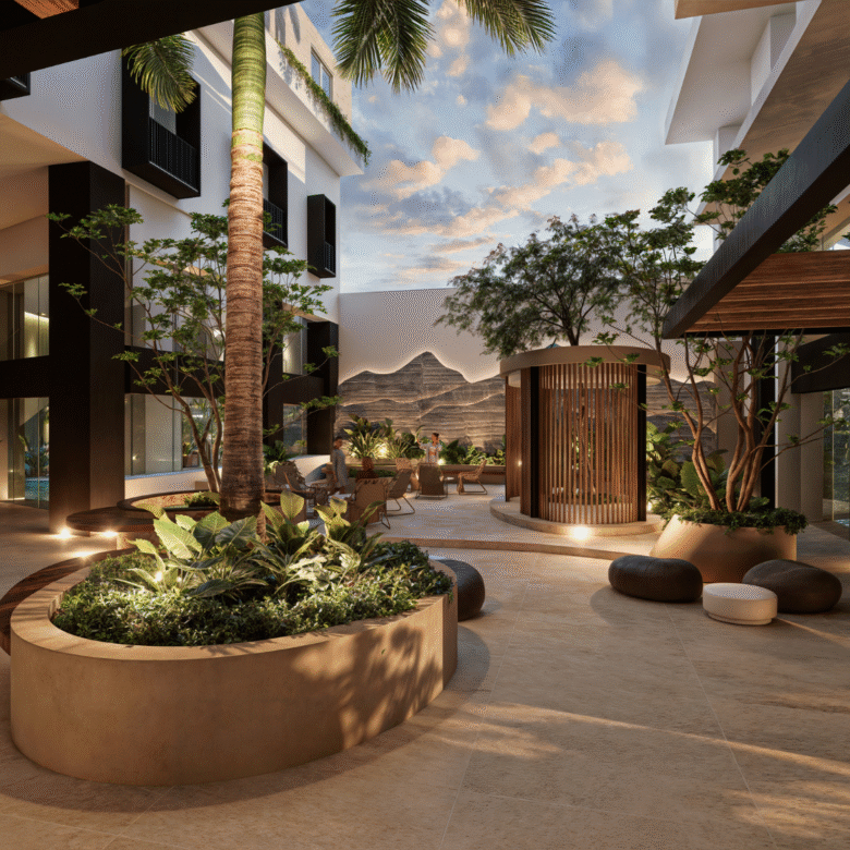 Amenidades de V'Boulevard, departamentos de lujo en venta Puerto Vallarta con vista al mar y a unos pasos del centro y del malecón de Puerto Vallarta