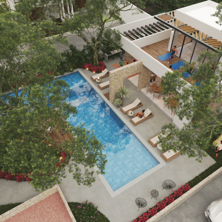 Alberca y amenidad de Arvore, casas en preventa en Puerto Vallarta