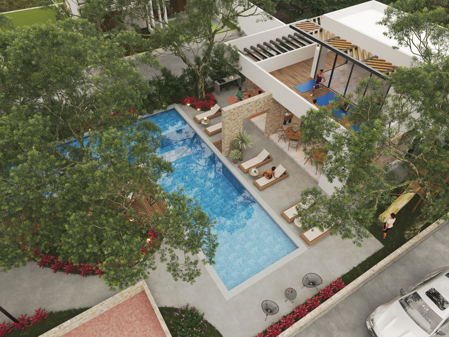 Alberca y amenidad de Arvore, casas en preventa en Puerto Vallarta