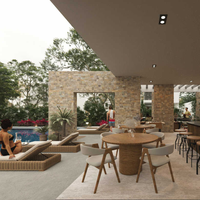 Terraza y amenidad de Arvore, casas en preventa en Puerto Vallarta