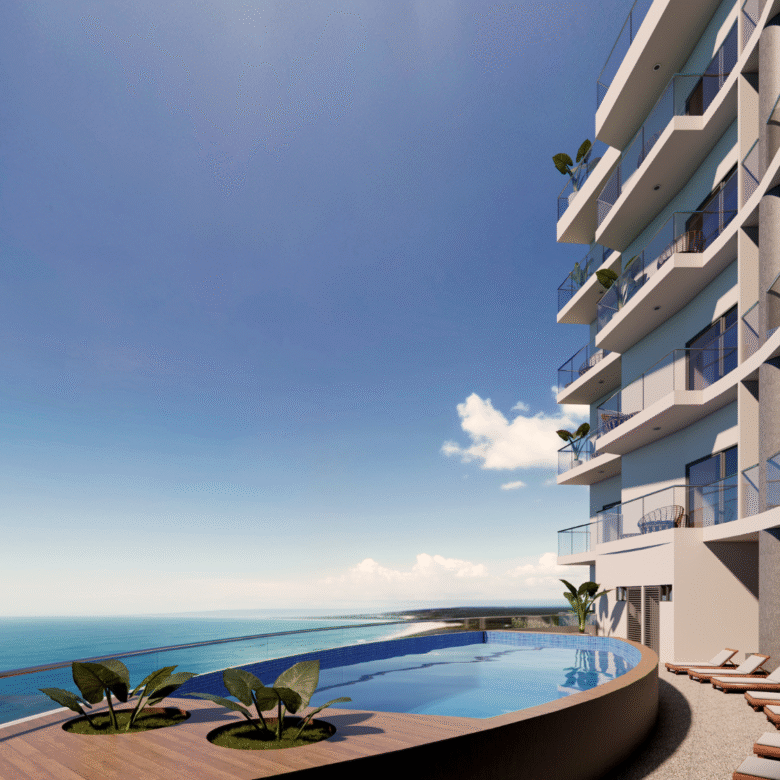 Rooftop y alberca con acabados de lujos, departamentos de Bahiban, en venta en Bucerías a pie de playa y preventa