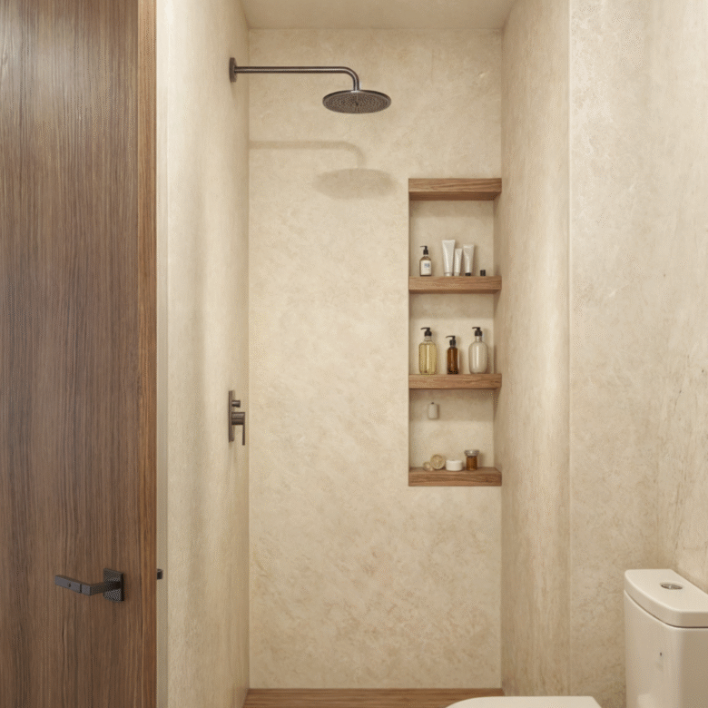 Baño de Nukma Beachfront Life, un proyecto en preventa con departamentos en venta en La Peñita de Jaltemba.
