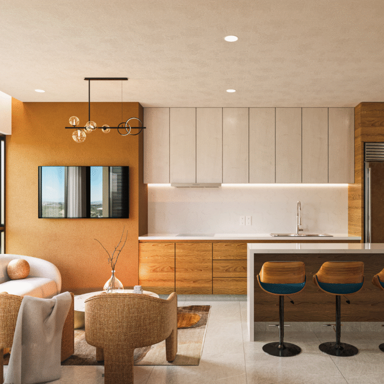 Cocina de DUE, departamentos en Puerto Vallarta en venta con vista al mar