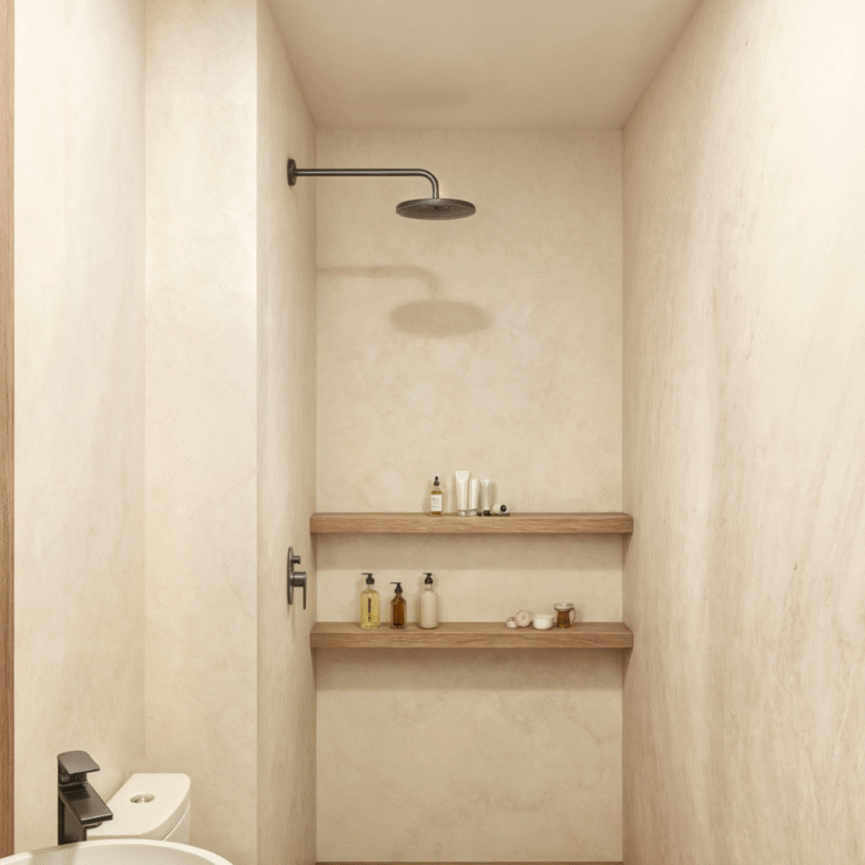 Baño de Nukma Beachfront Life, un proyecto en preventa con departamentos en venta en La Peñita de Jaltemba.