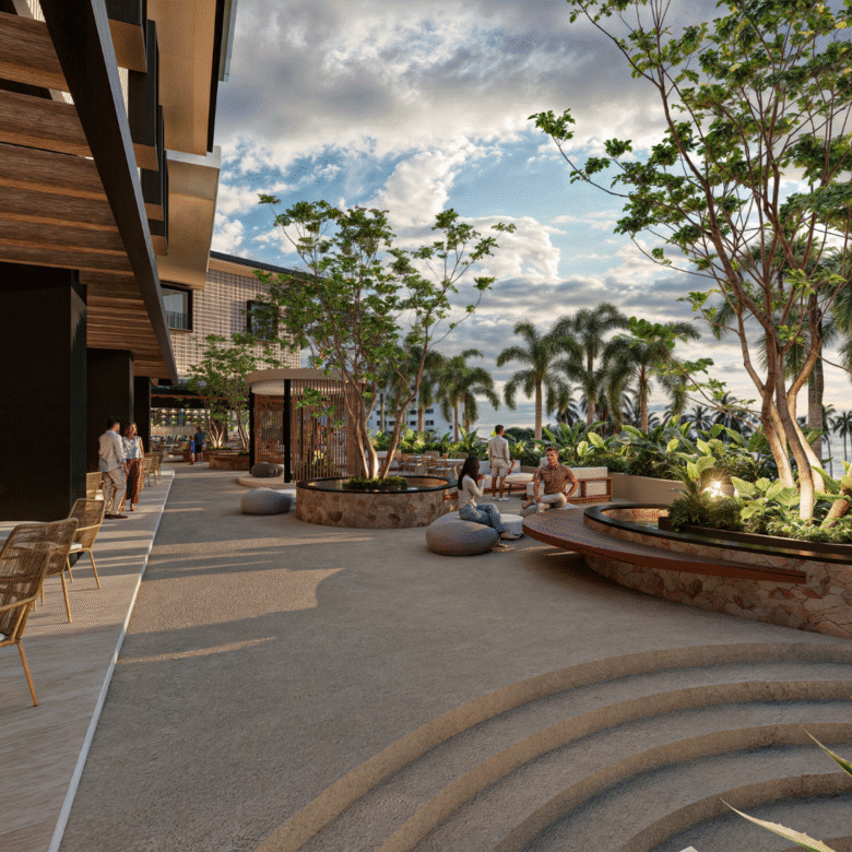 Locales comerciales de V'Boulevard, departamentos de lujo en venta Puerto Vallarta con vista al mar y a unos pasos del centro y del malecón de Puerto Vallarta