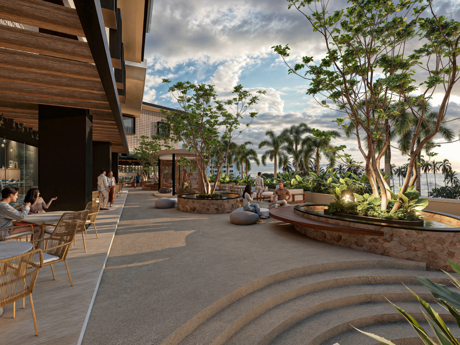 Locales comerciales de V'Boulevard, departamentos de lujo en venta Puerto Vallarta con vista al mar y a unos pasos del centro y del malecón de Puerto Vallarta