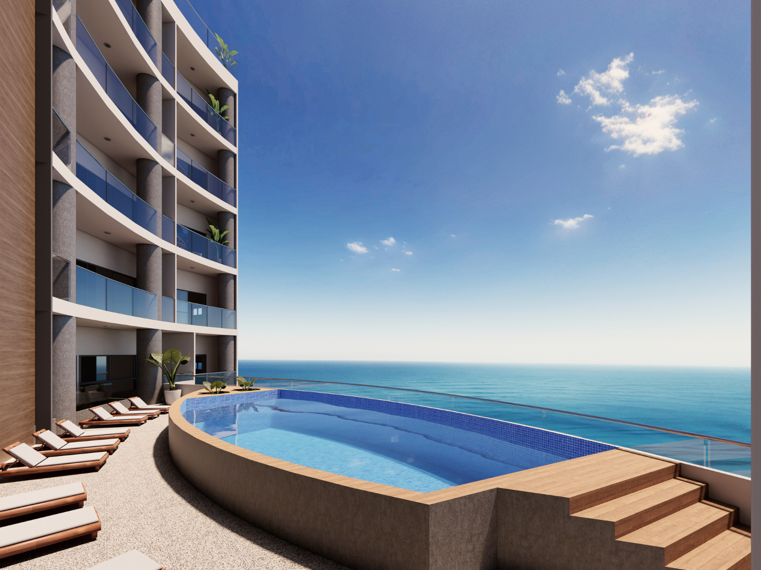 Alberca de departamentos de Bahiban, en venta en Bucerías a pie de playa y preventa