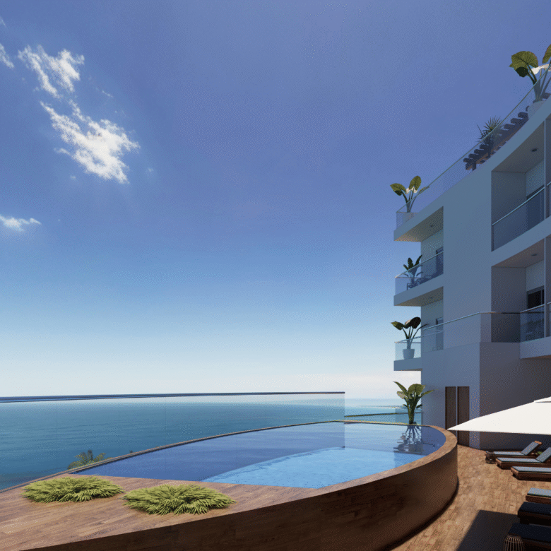 Alberca de los departamentos de Bahiban, en venta en Bucerías a pie de playa y preventa