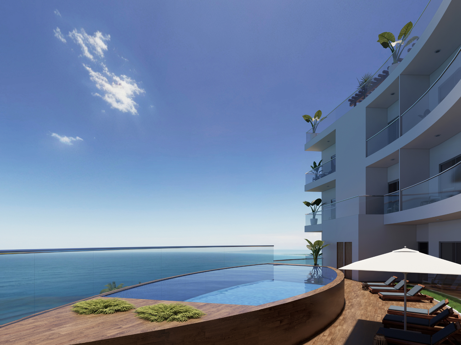 Alberca de los departamentos de Bahiban, en venta en Bucerías a pie de playa y preventa