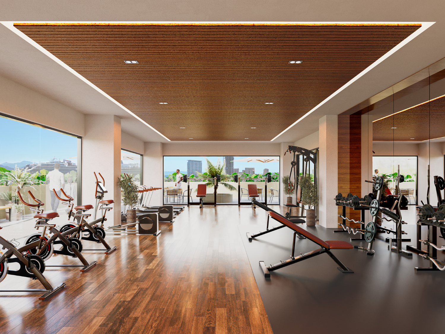 Gimnasio de DUE, departamentos en Puerto Vallarta en venta con vista al mar