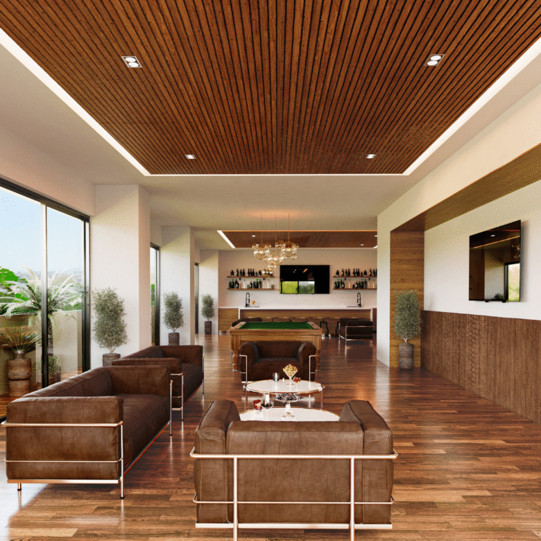 Sala de entretenimiento de DUE, departamentos en Puerto Vallarta en venta con vista al mar