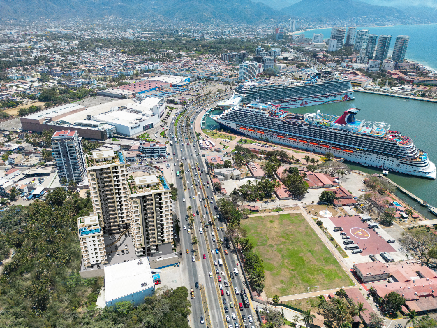 Vista área de DUE, departamentos en Puerto Vallarta en venta con vista al mar