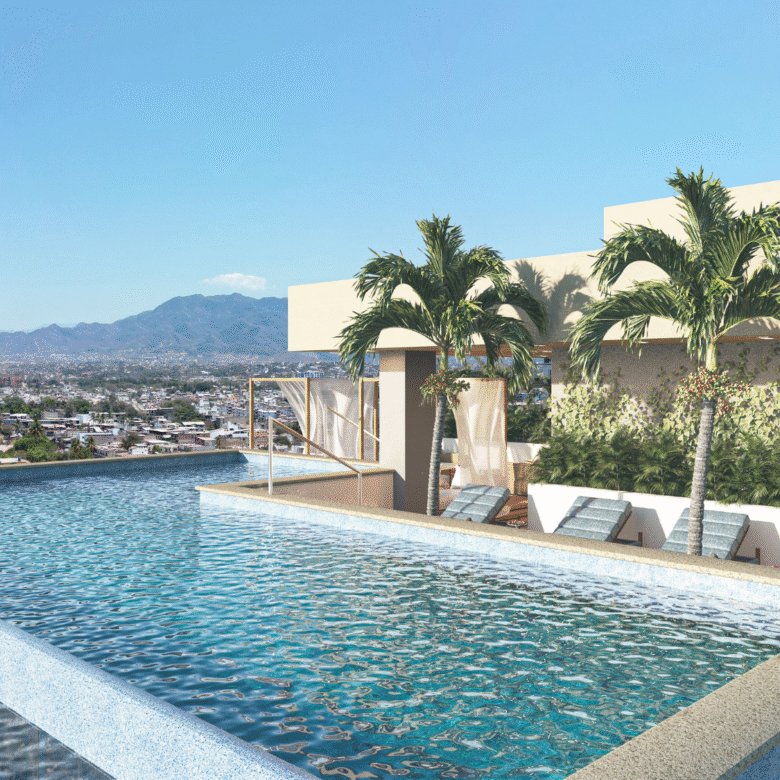 Alberca de DUE, departamentos en Puerto Vallarta en venta con vista al mar